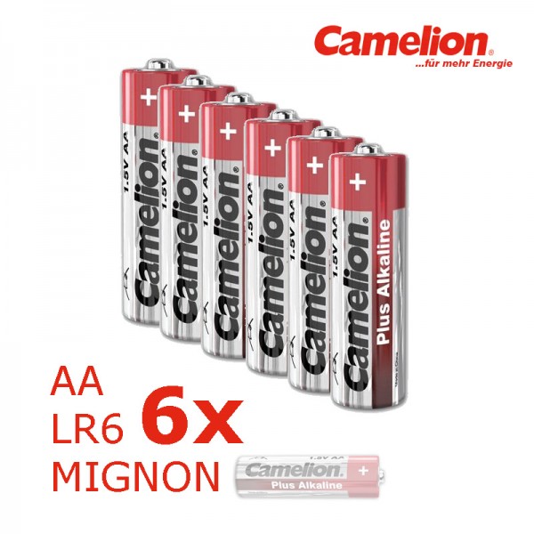 Batterie Mignon AA LR6 1,5V PLUS Alkaline - Leistung auf Dauer - 6 Stück - CAMELION