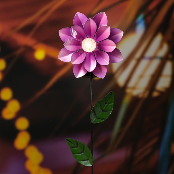 LED Solar Gartenstecker Blume - Blumenstecker - warmweiße LED - H: 49,5cm - Lichtsensor - lila
