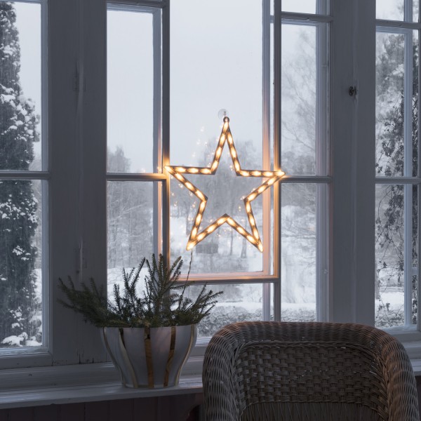 LED Stern - Fensterdeko - Weihnachtsbeleuchtung - hängend - 35 warmweiße LED - H: 48cm - weiß