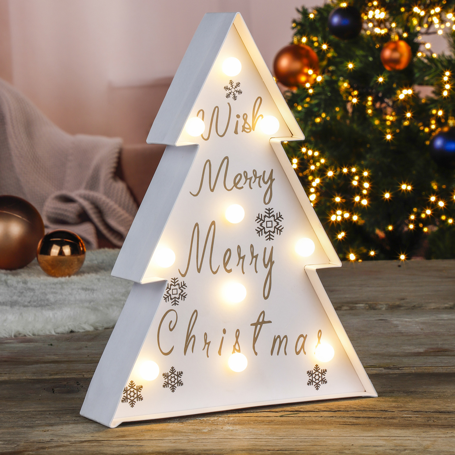LED Weihnachtsbaum - dekoriert - stehend - 10 warmweiße LED - H