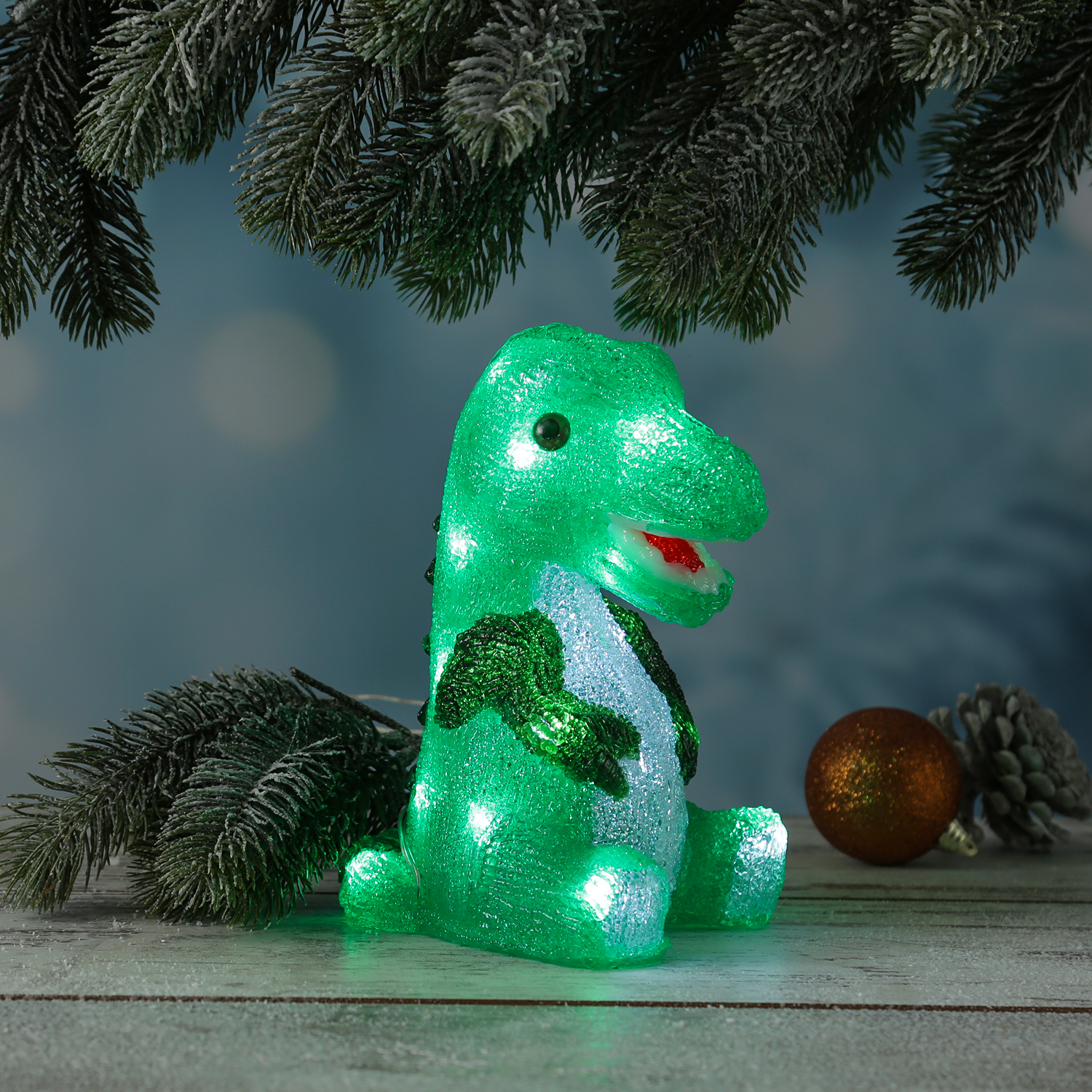 LED Dinosaurier - Acryl Tierfigur - 20 kaltweiße LED - H: 21cm