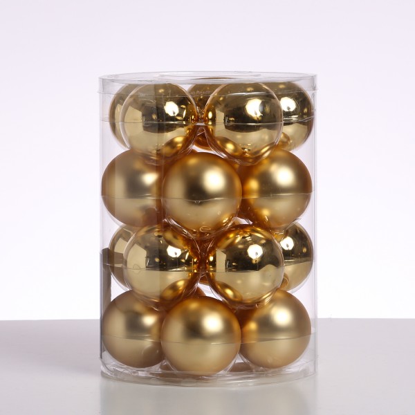 Christbaumkugel - Weihnachtsbaumkugel - Glas - D: 6cm - glänzend und matt - gold - 20er Set
