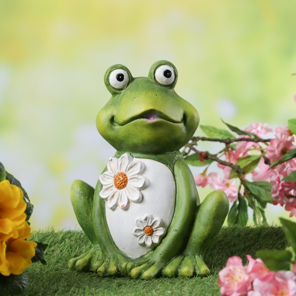 Gartenfigur Frosch Freddi - Tierfigur - Magnesia - H: 21cm - für Außen - grün