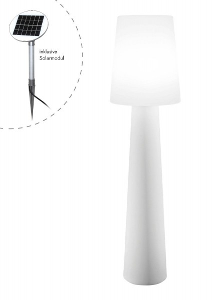 Outdoor XL Stehlampe No. 1 "Weiß" H:160cm - Solar LED warmweiß - Außenleuchte IP44