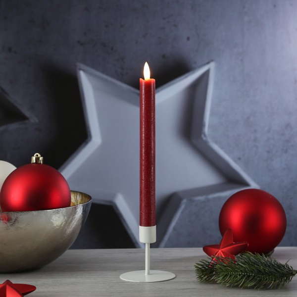 Stabkerzenhalter - Kerzenständer für Tafelkerzen - Metall - H: 7cm - D:  7,5cm - weiß | Lichterketten Experte