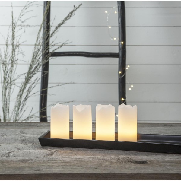 LED-Kerze | Echtwachs | Advent | flackernde LED | Fernbedienung | 4er Set | Weiß 