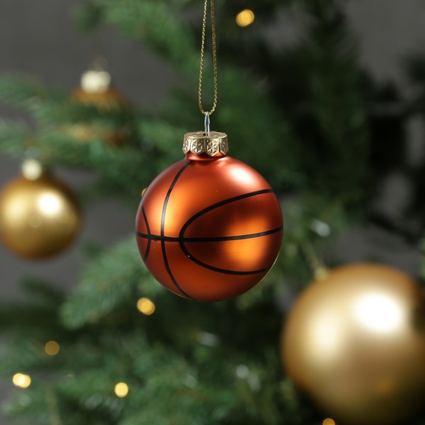 Weihnachtsbaumschmuck Basketball - Christbaumschmuck - Glas - D: 5,6cm - orange