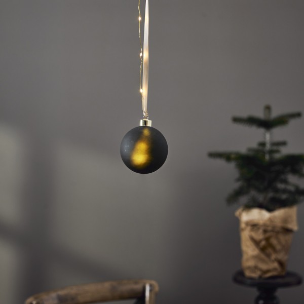 LED Christbaumkugel - Weihnachtskugel - Glas - 16 warmweiße LED - D: 10cm - Timer - Batterie - grün