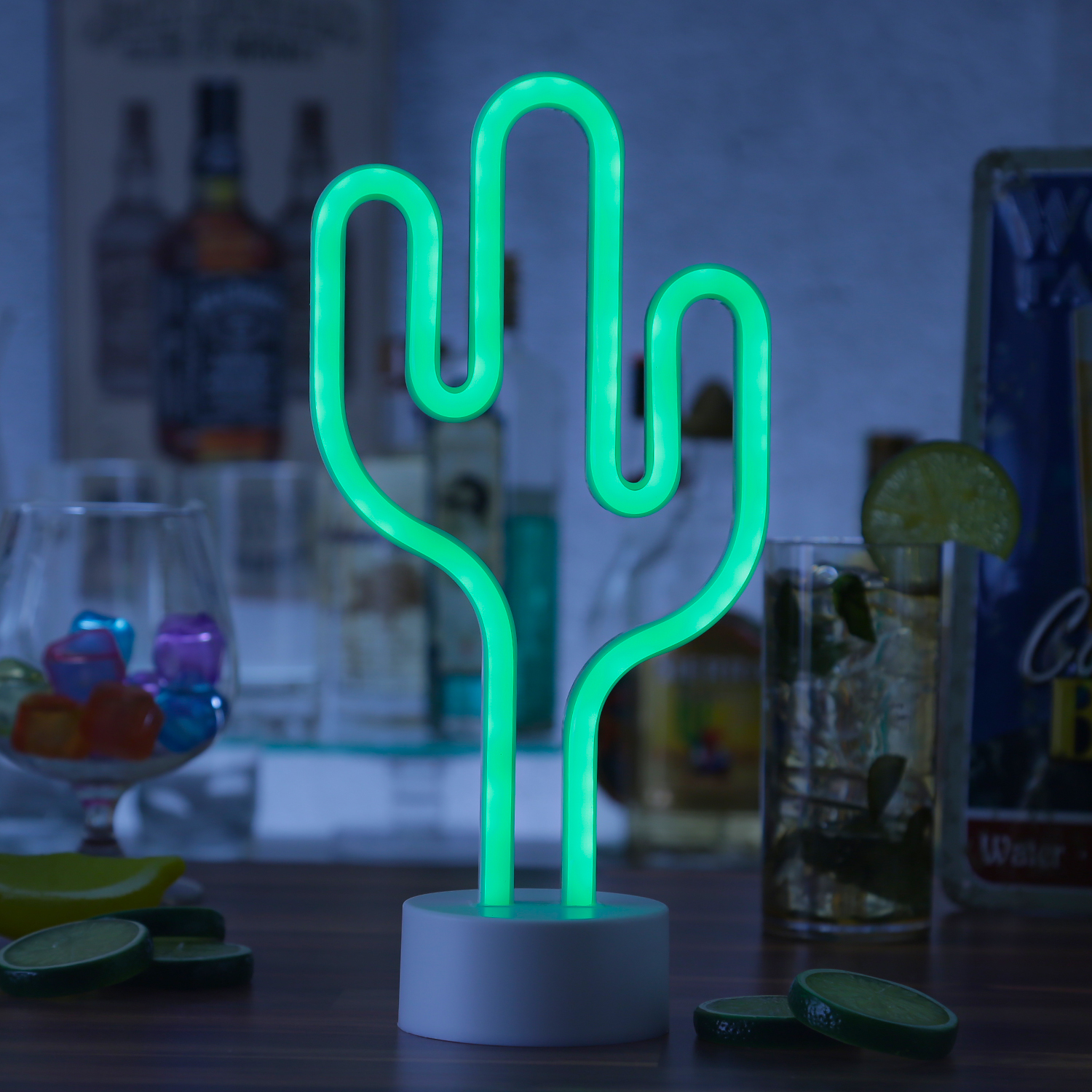 LED NEON Figur Kaktus - Neonlicht - H: 30cm - Batterie oder USB Betrieb -  stehend - grün