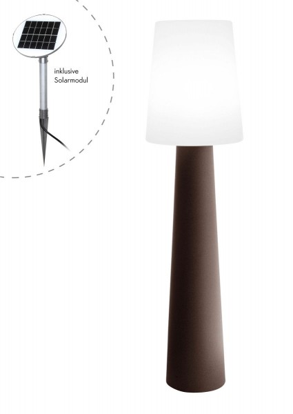Outdoor XL Stehlampe No. 1 "Braun" H:160cm - Solar LED warmweiß - Außenleuchte IP44