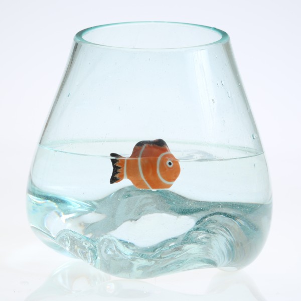 Teichdeko Fisch NEMO - Dekofigur - Porzellan - schwimmend - L: 6,5cm - orange
