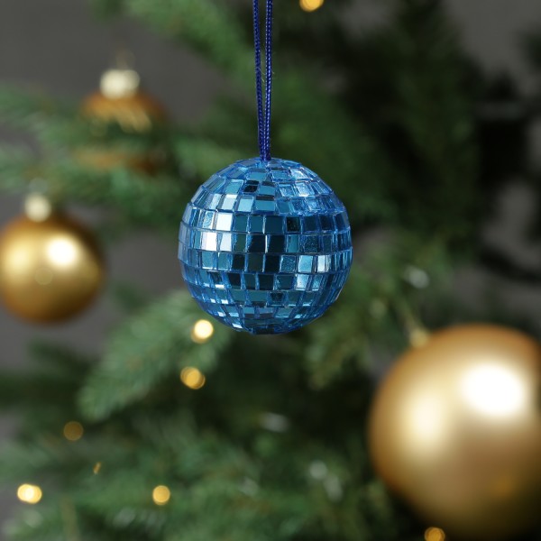 Christbaumschmuck Discokugel - Spiegelkugel - Weihnachtskugel - 5x5mm Spiegel - D: 5cm - blau