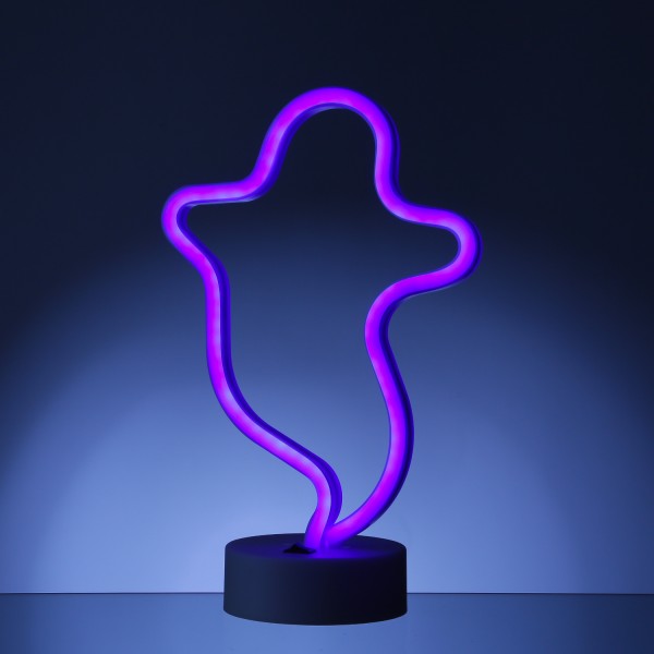 LED NEON Figur GESPENST - Neonlicht - H: 29cm - Batterie oder USB Betrieb - stehend - blau