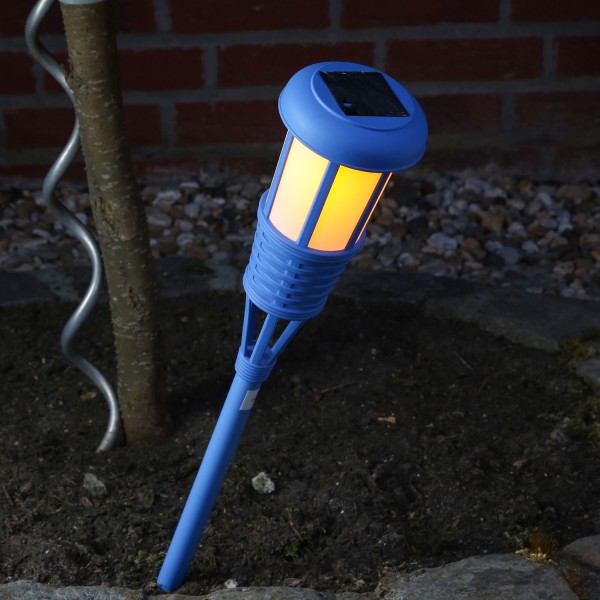 LED Solar Fackel FLAME - Gartenfackel - simulierter Flammeneffekt - H: 61cm - Lichtsensor - blau