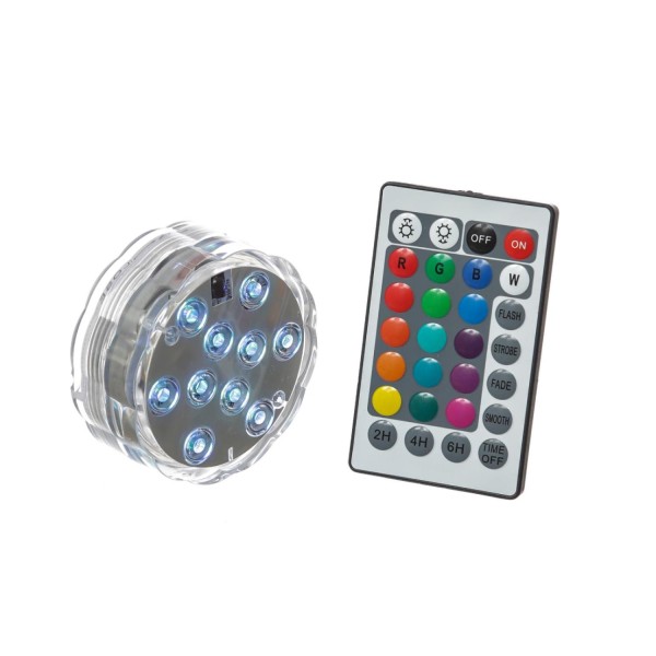 LED Unterwasserlicht RGB - Farbwechsler für Vasen, Schalen, Teich, Aquarium - Fernbedienung