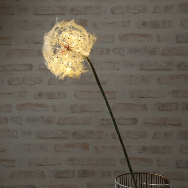 LED Pusteblume - Kunstblume - 22 warmweiße LED - H: 90cm - Batteriebetrieb - Timer - weiß