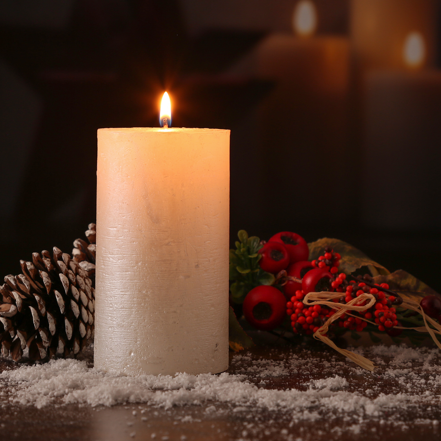 4er Kerzen Weiß Glitzer Silber Weihnachtsdeko Advent Echtwachskerzen Echtwachs