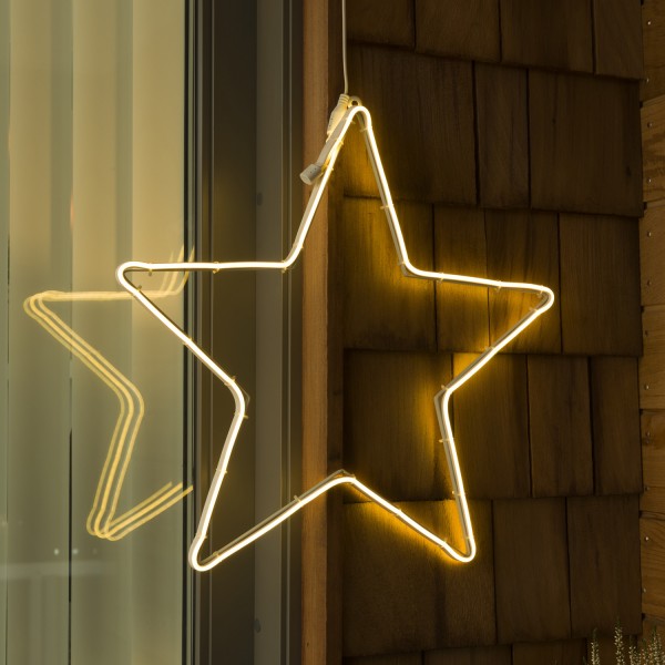 LED Stern - Fensterdeko - Weihnachtsbeleuchtung - 192 warmweiße LED - H: 54cm - für Außen - weiß