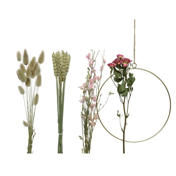Bastelset DIY - Dekoring mit Trockenblumen und Gräsern - Trockenblumenkranz - Aufhängeröse - D: 20cm
