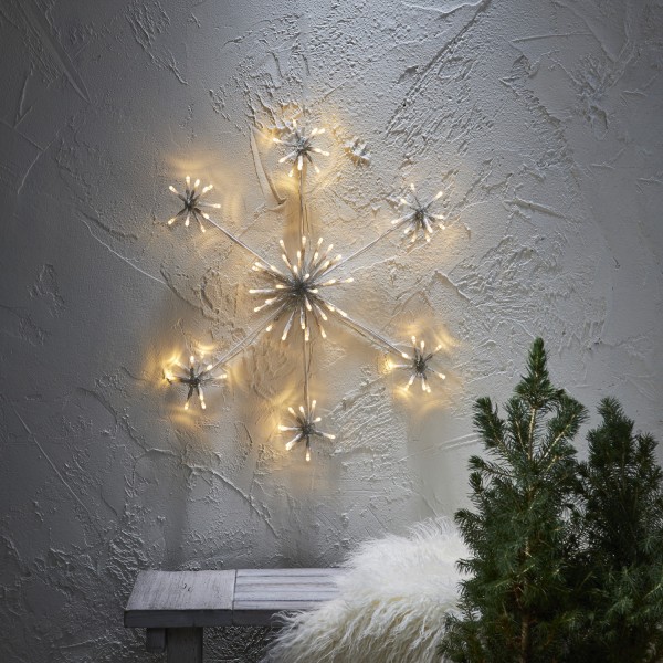 LED Schneeflocke - Wanddeko - hängend - 90 warmweiße LED - D: 50cm - Außentrafo - weiß