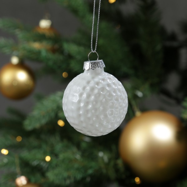 Weihnachtsbaumschmuck Golfball - Christbaumschmuck - Glas - D: 5,6cm - weiß